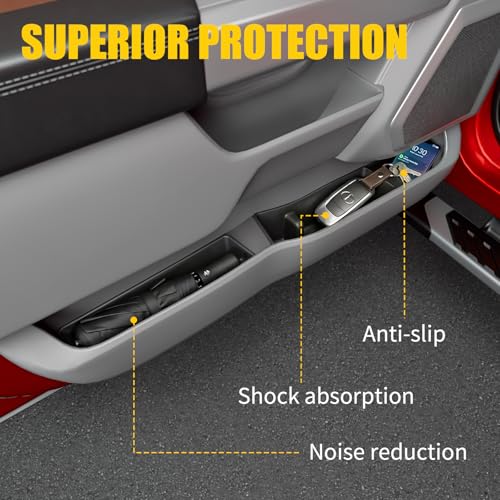 Maxzina Door Side Storage Tray Compatible with 2021-2026 Ford F150 2/4 Door TPE Front Doors Organizer Insert Box Truck Side Phone Pocket for 2025 F-150 Accessories (Front 4PCS) - Thumbnail 5
