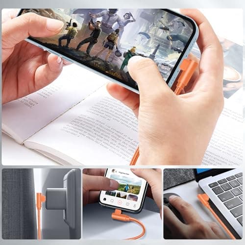 APFEN USB C Cable 10FT, 3Pack Power Delivery 60W Nylon Braided C to C Cable 90 Degree Type C Fast Charging Cord for iPhone 17/ 17Air/17 Pro Max/16/16 Plus/16 Pro Max/15/15 Plus/Pro Max - Thumbnail 5