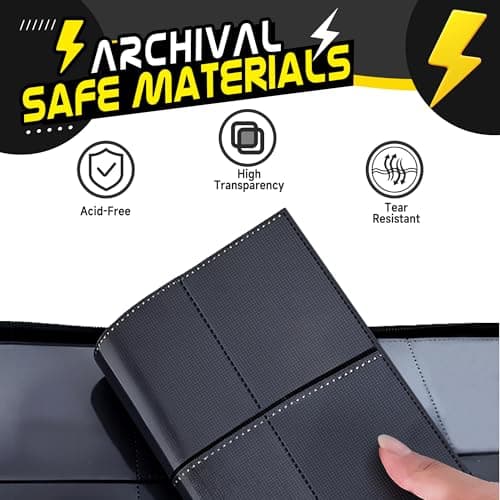 Trading Card Binder 4 Pocket,400 Pocket Card Collection Binder with 50 Removable Sleeves,PU Waterproof Top Card Book,3-Ring Zipper Collectible Trading Card Album for MTG/TCG/Card Holder Gift(Black) - Thumbnail 6