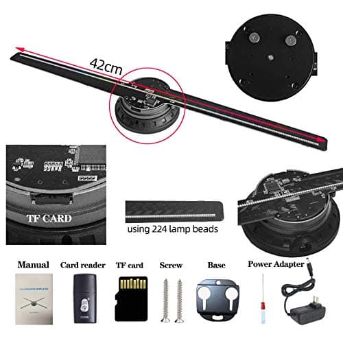 3DHologramFan, 42CM 3DHologramfan Projector HD LED Holographic Christmas Tree Advertising Display with Remote and Bluetooth and WiFi,1500 Video Library and for Business,Bar,Halloween Missyou 16.5 Inch - Thumbnail 3