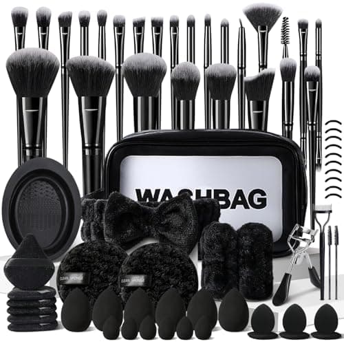 KUORYZAL Black Makeup Brushes Set Professional 70Pcs with Case Premium Synthetic for Foundation Concealer Blush Eyeshadow Powder Contour Makeup Brush Kit Face Eye Make up Brushes & Tools - Image 1