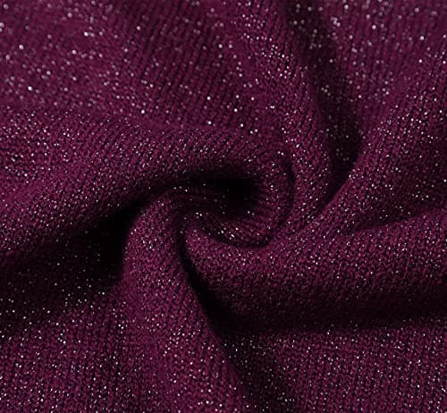 DUTUT Women's Long Sleeve Glitter Tops Crewneck Pullover Sweater Basic Casual Solid Color Tunic Tops Fall Soft Sweater Fuchsia - Thumbnail 5