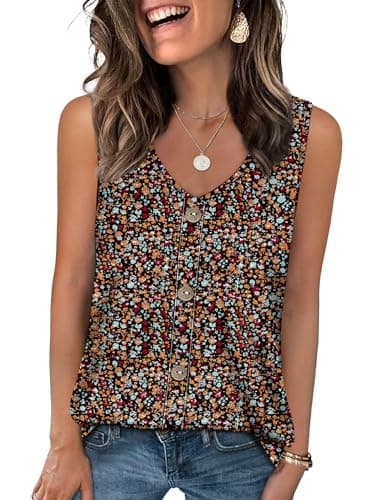 WIHOLL Women's Clothes Spring Fashion Boho Tops Beach Tank Tops Vacation Summer Outfits Cruise Resort Wear Cute Multicolor XL - Thumbnail 4