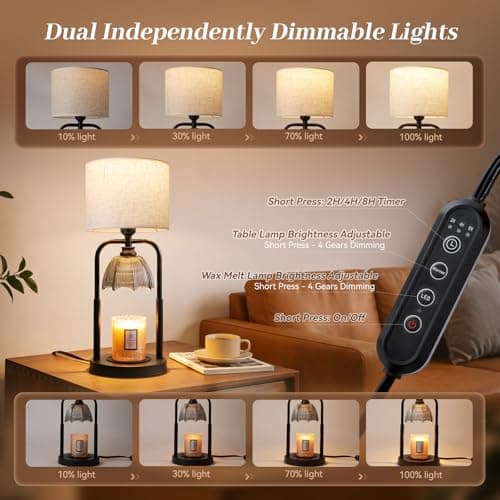Safe Candle Warmer Lamp for Kids/Pets Flameless Electric Wax Melt Warmer Lamp for Large 3 Wicks Jar Candles with Long Lasting Lifespan Instant Fragrance Release Timer Dimmer Height Adjustable -Black - Thumbnail 5