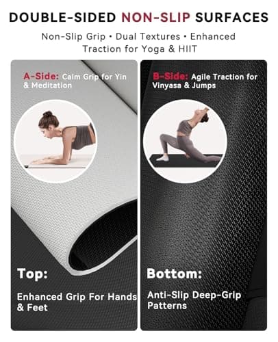 HAPBEAR Large Yoga Mat - 72"×30" Double-Sided Rubber Exercise & Workout Mat - Non-Slip Textured Surface - 5mm Thick Cushioned for Joints - Shock-Absorbing for Yoga, Pilates - Bonus Oxford Bag - Thumbnail 3