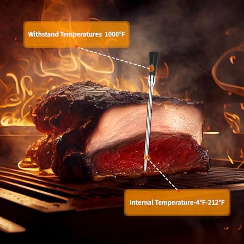 BBQOVN Smart Wireless Meat Thermometer Zero Wire with APP Remote Bluetooth Meat Thermometer, Food Thermometer for Remote Monitoring of BBQ Grill, Oven,Smoker,Pan (1, Black, Small) - Thumbnail 6