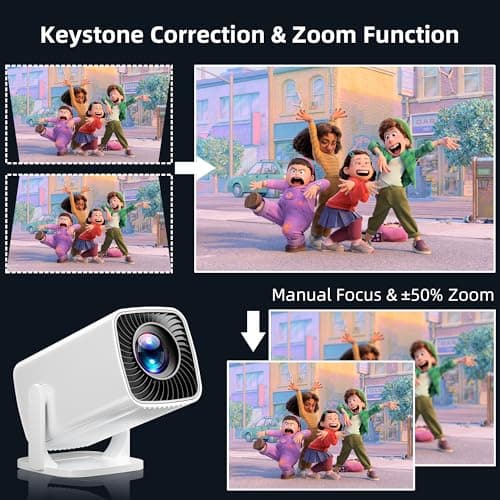Mini Projector, Portable Projector 4K & Full HD 1080P Support, 270° Rotation Outdoor Projector, Movie Projector Compatible with Smartphone, TV Stick, Laptop, PS4, HDMI, USB - Thumbnail 2