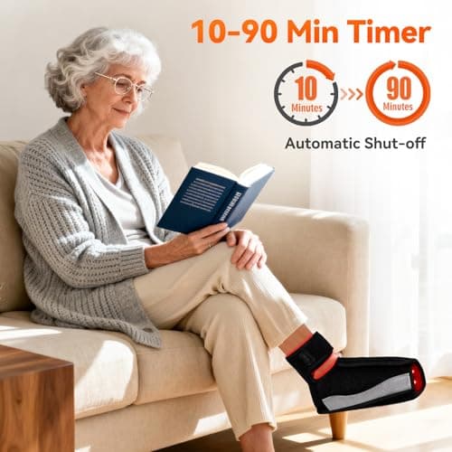 Puroth Red Light Therapy for Feet, Infrared Light Therapy Feet Wrap with 660nm 850nm Near Infrared, 5 Adjustable Brightness Timer, 3 Modes for Foot Ankle Heel, Up to Foot Size 12, Gift for Women Men - Thumbnail 6