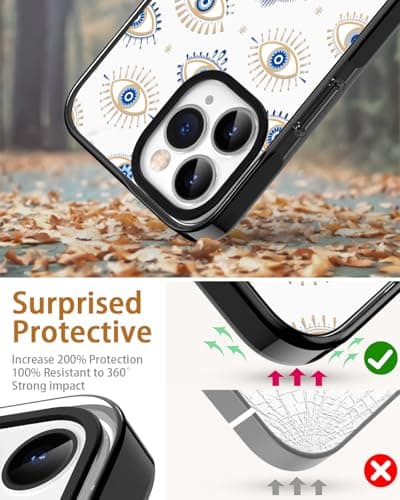 Sholbrak [3 in 1 Designed for iPhone 14 Pro Case Cute Evil Eye Pattern Protective Phone Case Cover 6.1" Screen Protector + Camera Lens Protector【2X Military Grade Drop Tested / 6.6ft Drop Protection】 - Thumbnail 3