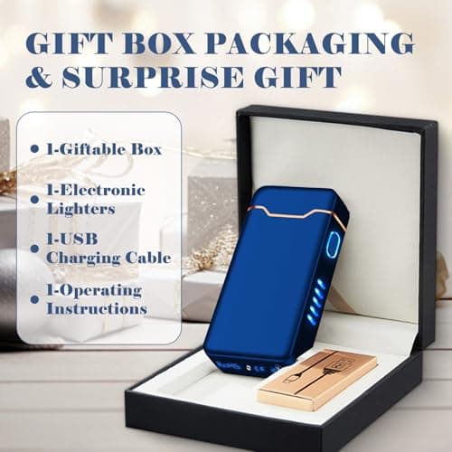 BABOBIU Windproof Lighters Rechargeable Electric Lighters Plasma Lighter with LED Light Power Display Cool Lighter for Fire BBQ Candle Indoors Outdoors (Blue) - Thumbnail 6