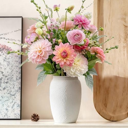 Lyeec Ceramic Farmhouse Flower Vase, 8.2 Inch Terracotta Rustic Vase, Christmas Decorative Pottery Flower Vases for Living Room, Entryway, Table, Shelf Decor - Thumbnail 6