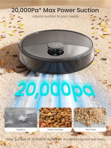 Lefant M3 Max Robot Vacuum and Mop, 20000Pa Suction,Multifunctional Dock with Hot Water Self-Cleaning&Drying, Obstacle Avoidance,90-Day Self-Emptying, 5G WiFi Alexa/APP/iWatch Control - Thumbnail 3