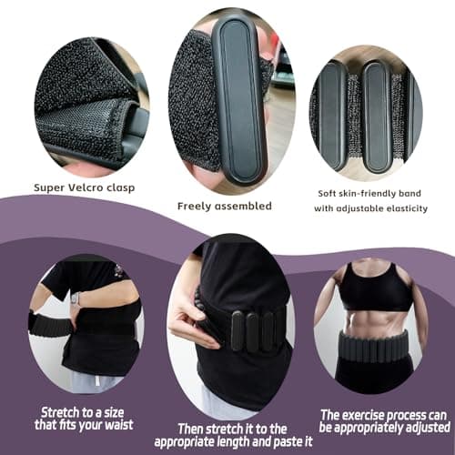 BBK Up to 5 LBS Adjustable Weighted Belt For Women and Men, Weighted Walking Exercise Belt for Gym, Strength Training, Wrist & Ankle (Black) - Thumbnail 4