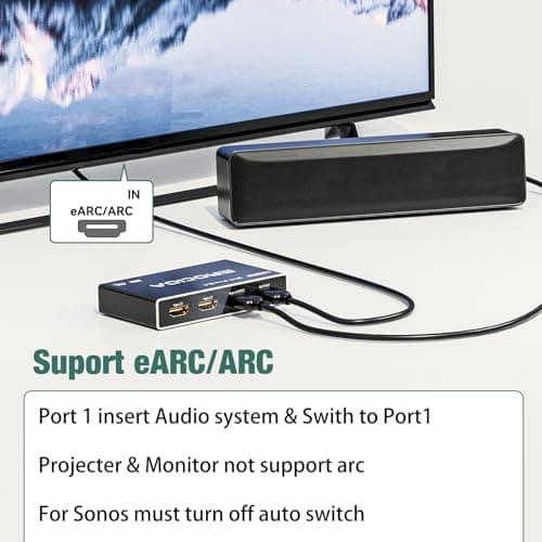 HDMI 2.0 Switch 3 in 1 Out with Remote, 4K 60Hz Splitter Switcher, HDCP 2.3, ARC, CEC, ALLM/VRR, Dolby Vision/HDR10+/Atmos, Aluminum+Acrylic, for PS5/4, Xbox, Apple TV, Fire TV - Thumbnail 3