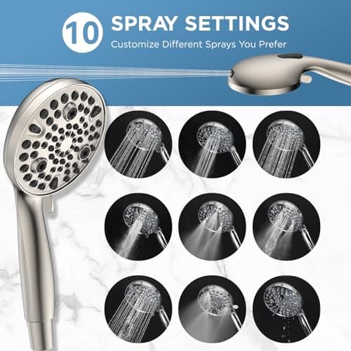 Dual Handheld Shower Head Combo, 2-in-1 Rain Shower Heads System 8 Inch Rainfall Shower Head and 10 Modes High Pressure Hand Held Showerhead with Built-in Power Wash - Thumbnail 6