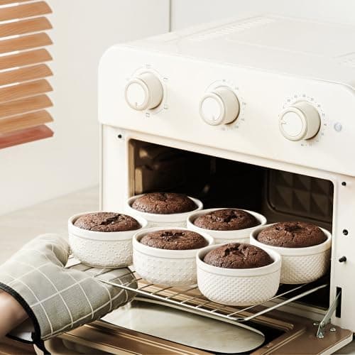 UNICASA Ramekins 6 oz, Set of 6 Ceramic Bowls with 3 Embossed Patterns, Thick Wall Oven & Dishwasher Safe for Souffles, Mini Pies, Meal Prep - Thumbnail 5