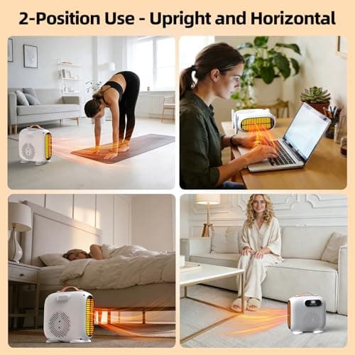 Gyrivav Space Heater, Portable Heaters for Indoor Use with Remote, LED Display, 18H Timer, 3 Modes, Vertical and Horizontal Use, No Temp Display, 1500W Fast Safety Heat for Bedroom, Home, Office - Thumbnail 6