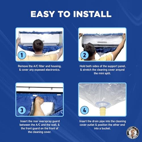 Mini Split Cleaning Bag | 360 Waterproof Design | Fits Systems 27in - 39in Long | Mini Split Cleaning Kit Includes Overspray Guards and Drain Hose - Thumbnail 5