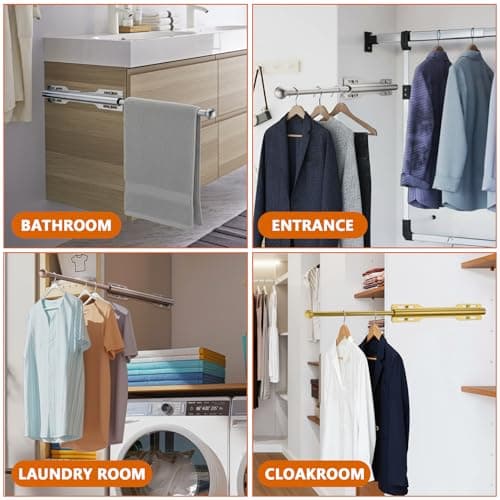 LOMILD Valet Rod for Closet Pull Out, Retractable Slide Out Rod for Closet, Black - Thumbnail 6
