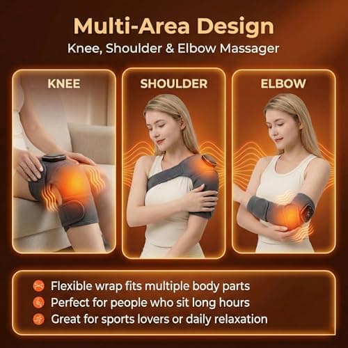 Cordless Knee Massager with Heat and Vibration, Portable Heated Knee Brace for Pain Relief, Electric Knee Heat Massager with 3 Levels & 5 Modes, LED Display, Ideal Gifts for Parents Seniors - Thumbnail 4