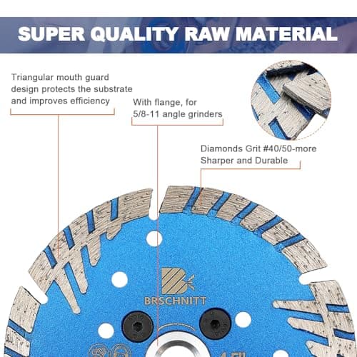 Diamond Granite Cutting Blade 4 1/2"- BRSCHNITT Diamond Saw Blade Cut Concrete,Ceramic Porcelain Tile,Granite,Marble,Masonry,Paver,Quartz Disc 5/8-11 Thread - Thumbnail 5