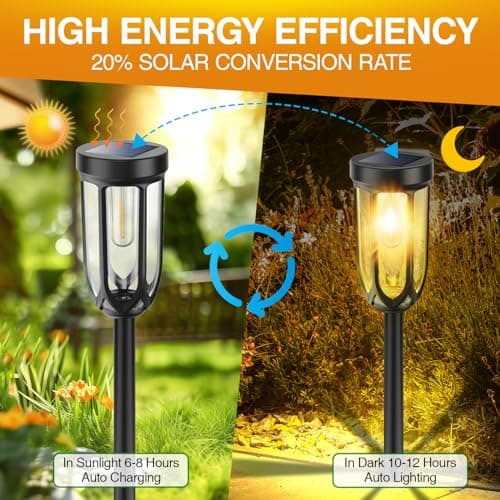 Barleit Solar Lights Outdoor 8 Pack, Solar Pathway Lights, Solar Lights Outdoor Waterproof IP65, Bright Auto On/Off Garden Lights, Solar Landscape Lights for Driveway Walkway Lawn Yard (Warm White) - Thumbnail 5