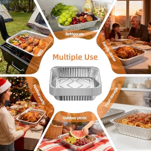 DORARA 20 Pack 9x13 Aluminum Foil Pans with Lids - Disposable Baking Pans, Food Containers, Oven Safe Steam Table Trays for Cooking, Meal Prep, Catering, Party, Storage & Transport - Silver, 2.5" Deep - Thumbnail 6