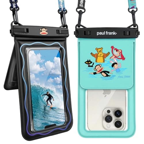 Paul Frank Floating Waterproof Phone Pouch - 2 Pack, [Up to 8.5''] Double Space IPX8 Waterproof Phone Case with Lanyard for iPhone 17 16 15 Pro Max, Cellphone Dry Bag for Beach Vacation Essentials - Image 1