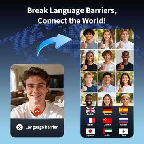 AI Translation Earbuds Real Time - Translator Headphones 198 Languages, Audifonos Traductores Inglés Español Translating Headsets Wireless Bluetooth 6.1 for Travel, Meeting & Learning - Classic Black - Thumbnail 2