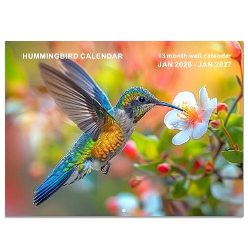 Dayvorax 2026 Wall Calendar - Monthly Calendar 2026-2027, Jan 2026 - Jan 2027, 11" x 16.5", Large Wall Calendar with Thick Paper, Large Blocks, Home or Office Calendar, Hummingbirds