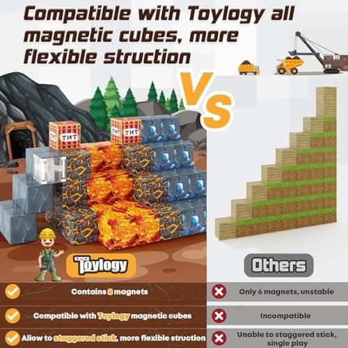 Magnetic Blocks-Build Mine Magnet World Sword Edition Mine Sword Caverns Magnet Building Craft Toddler Toys for Boys & Girls Age 3-4 4-5 6-8, Sensory Montessori Toys for Kids for 3+ - Thumbnail 3