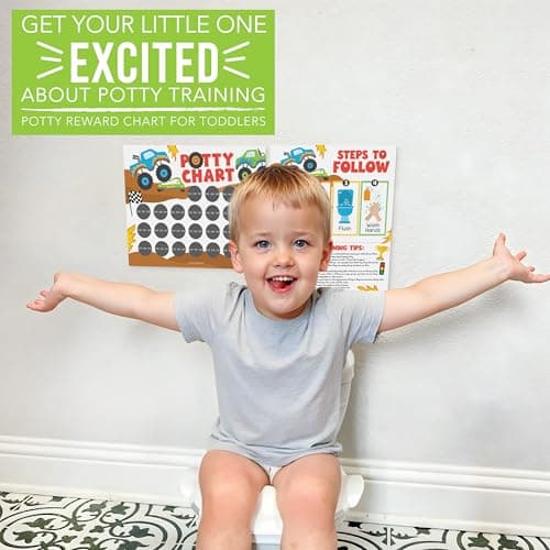 Hadley Designs Potty Training Chart for Toddlers Boys -10 Sticker Potty Chart for Toddlers Boys, 8.5x11" Potty Training Sticker Charts for Toilet Success, Monster Truck Toddler Reward Chart for Kids - Thumbnail 5