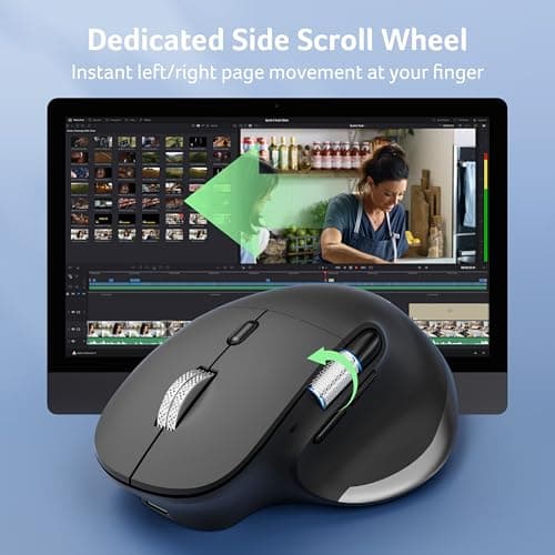 Acer Ergonomic Mouse Wireless Rechargeable with Side Scroll (BT5.2+2.4GHz), Bluetooth Computer Mouse for Laptop, Medium to Large Sized Hands, Office USB Mice, 8 Buttons, 4800 DPI for PC, MacBook Neo - Thumbnail 5