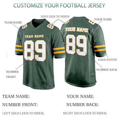 Green White Custom Football Jersey for Women Men Team Clothing Name Number Jerseys Personalized Shirt Youth Kids Customized Football Uniform Fans Birthday Gift - Thumbnail 5