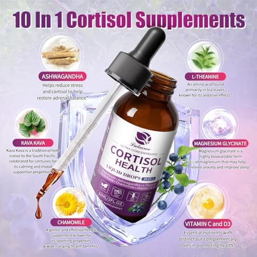 Lukaree Cortisol Supplements for Women, 10 in 1 Cortisol Reducer Detox with Ashwagandha, L-theanine, Kava Kava, Magnesium, Lower Cortisol, Mood, Focus, Sleep Support - 2 FL.OZ, Blueberry Flavor - Thumbnail 2