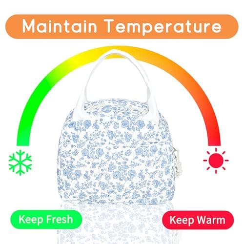 GISMTR Lunch Bag for Women Insulated Lunch Box Cute Corduroy Lunch Tote Bags Reusable Large Capacity Cooler Bag for Travel Work Picnic - Thumbnail 3