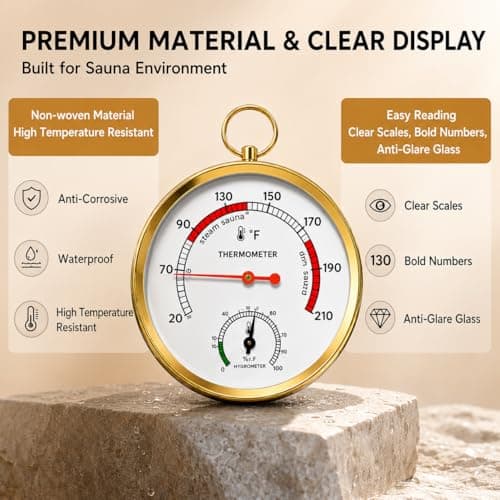 Sauna Thermometer and Hygrometer, Precision Temperature & Humidity Gauge for Portable Steam Sauna Box, Home Infrared Indoor Use Essential Accessory for Enthusiasts - Thumbnail 4