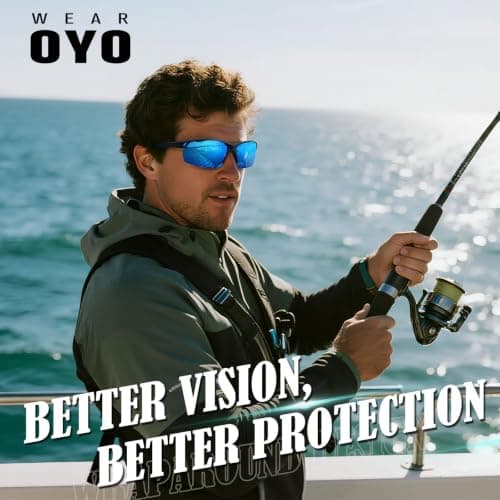 WEAROYO Polarized Sunglasses Men Womens,Flexible TR90 Semi Rimless Frame,Wraparound UV400 Sports Sun Glasses Running Fishing - Thumbnail 3