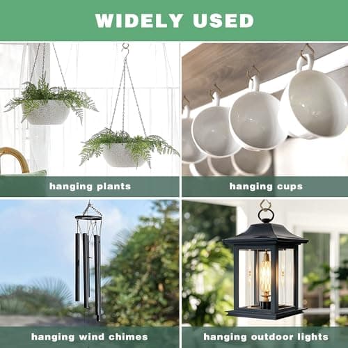 Ticway 12 PCS Q-Hanger Hooks for String Lights, Ceiling Hangers for Plants & Wind Chimes, Christmas Decorations Outdoor Hooks Bronze - Thumbnail 6