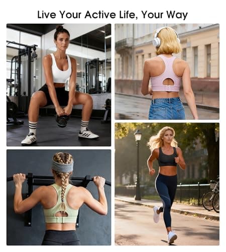 Sports Bras for Women High Support Racerback High Impact Sports Bra Push Up Womens Padded Workout Running Gym Yoga Tops Green - Thumbnail 4