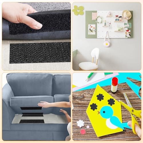 4.4 " X 18.5 Feet Heavy Duty Strips with Adhesive, Nylon Strips Tape Roll, Prevent Couch Cushions, Patio Cushions, Carpets, Mattresses Sliding, Picture Wall Hanging, No Punching Wall Mounting, Black - Thumbnail 6