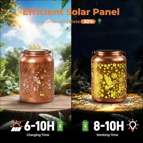 Valentine's Day Gifts Hummingbird Solar Lanterns Outdoor Waterproof - Birthday Gifts for Women, Grandma - Hanging Solar Lights Decoration for Garden, Patio, Yard Decor Solar Lantern for Outside - Thumbnail 3