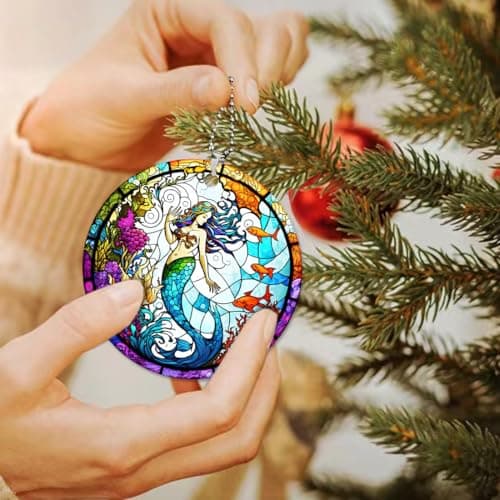 Mermaid Christmas Ornaments 2026,Mermaid Ornament for Christmas Tree, Little Beautiful Mermaids Ornaments for Girls Kids, Mermaid Gifts for Women - Thumbnail 2
