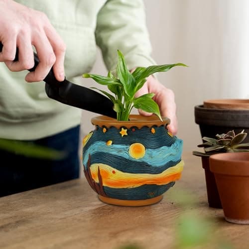 U WONDERFUL Plant Pots with Drainage Holes - Cute Unique Starry Sky Theme Flower Pots - Decorative Planter for Indoor/Outdoor, Funny Plant Pots for Home Garden Decor - Thumbnail 6