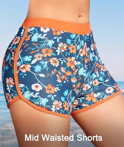 MFAVIP Tankini Swimsuits for Women 2026, Tummy Control Two Piece Bathing Suits, Blouson Tank Tops with Board Shorts Orange - Thumbnail 4