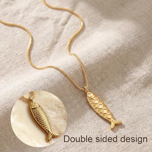 COORWEEL Fish Necklace for Women 14K Gold Plated Fish Pendant Necklace Beach Jewelry for Summer Vacation - Thumbnail 5