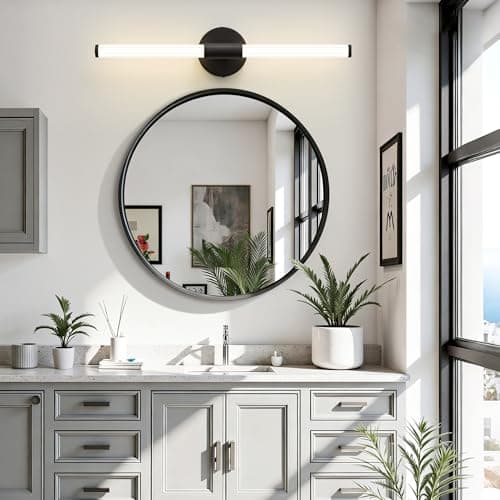 Gednbo Dimmable LED Bathroom Vanity Lights 360° Full Lighting Bathroom Light Fixtures Over Mirror Vanity Light Bar Modern Wall Sconce 4000K Natural White Light for Home Hardwired, Black, 23 inch - Thumbnail 3