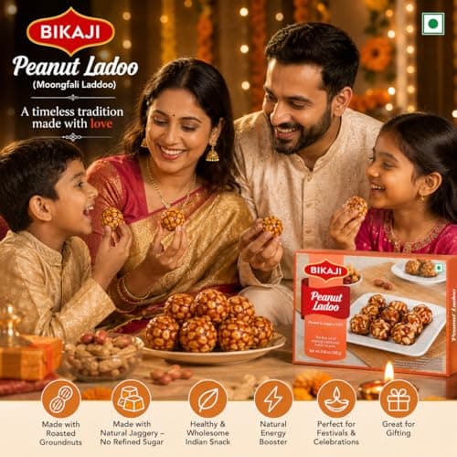 Bikaji Peanut Ladoo (Moongfali Laddoo) | 8.46 oz (240g) | Traditional Indian Sweets Mithai | Jaggery & Roasted Groundnut Energy Snack | Healthy Indian Snack | Festive Sweet - Thumbnail 5
