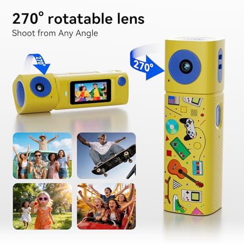 Mini Keychain Digital Camera:2K Digital Mini Camera with 16GB Card, Vintage Keychain Camera with 270° Rotating Lens, 400mAh Battery Portable Small Cameras with Elegant Gift Box for Travel,Kids,Gifts - Thumbnail 4