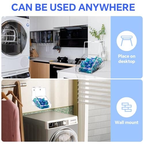 Laundry Pods Container, Acrylic Candy Dispenser Holder with 2 Lids, Dishwasher Pod Holder, Coffee Pod Holder, Laundry Pod Holder for Laundry Room, Kitchen, Home (1pcs, 8.6"L x 7.1"W x 8.6"H) - Thumbnail 4